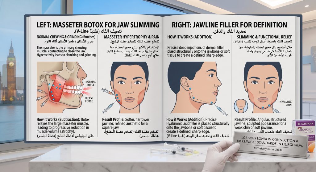 difference between masseter botox and jawline filler in hurghada